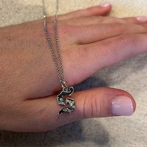 Juicy Couture Silver Rhinestone S Initial Charm Necklace